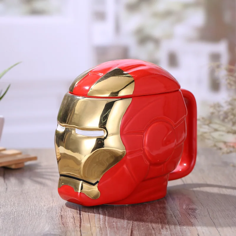 3D герой Железный человек Кофе Кружки Мультфильм Керамика кружки с крышками воды бутылка для молока чашка для завтрака Мстители кружка дети лучший подарок