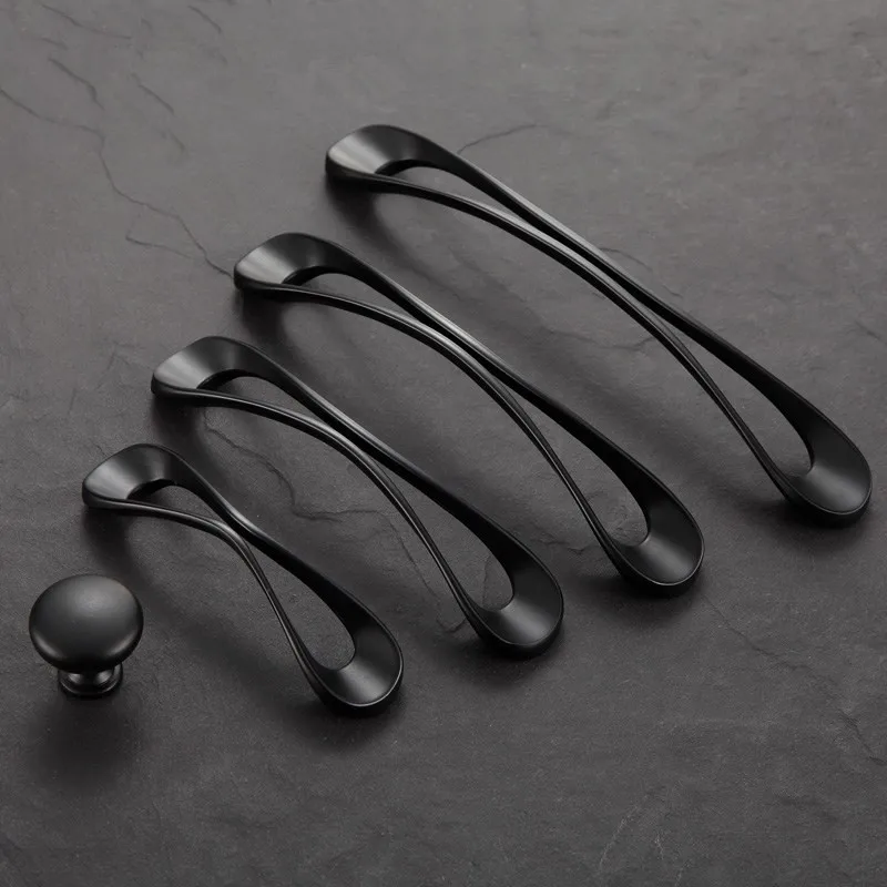 Ручка дверного ящика Ziny ручки для шкафа мебели черный яркий серебристый |