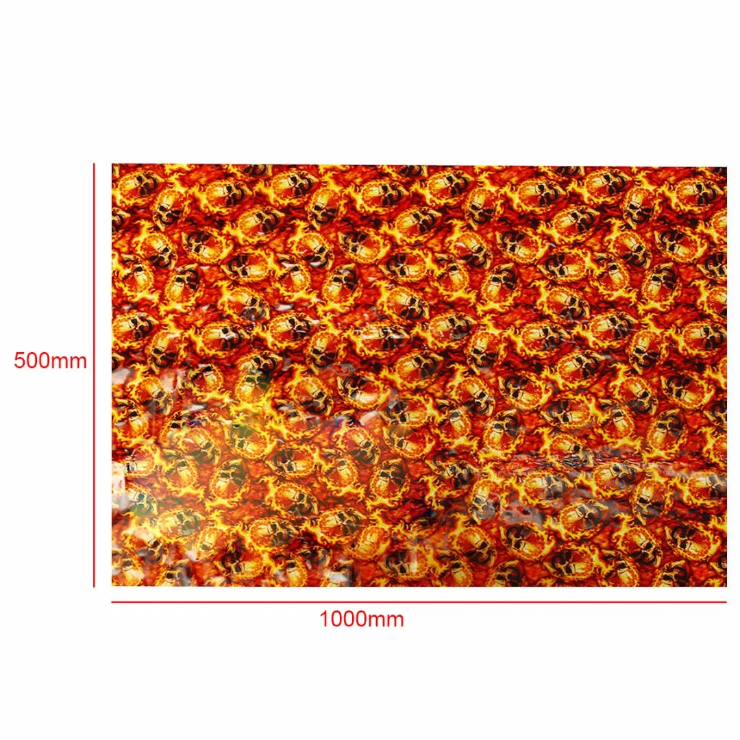 100 см * 50 Red Fire Skulls PVA гидрографическая пленка для переноса воды с принтом