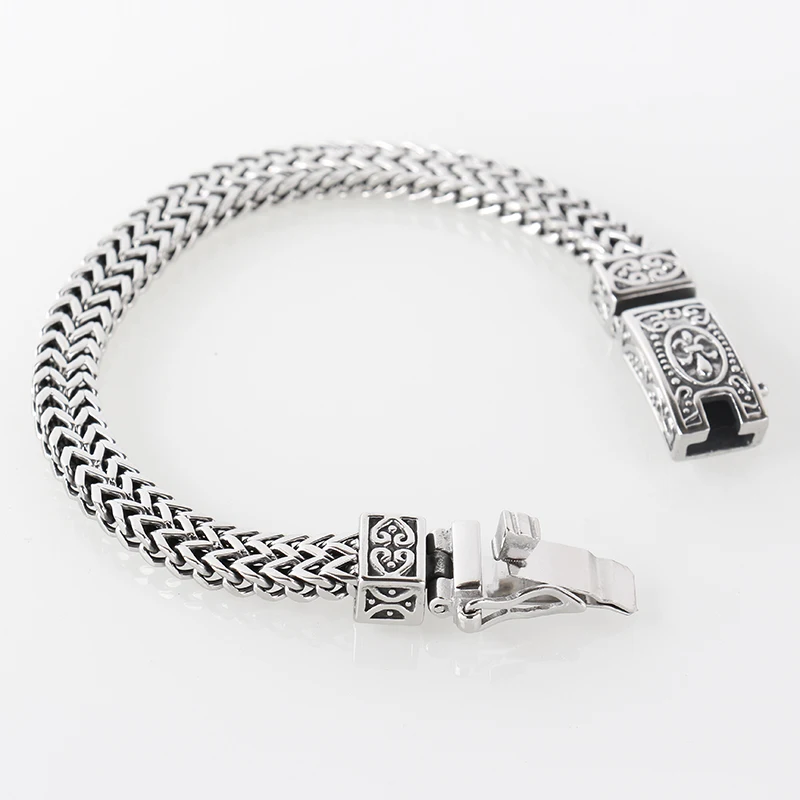 

New button Stainless Steel double Bracelet Men Fashion Rhombus Chain & Link Mens Bracelets Stainless steel bracelet