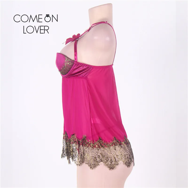 Comeonlover Бюстгальтер Pad Push Up платье для сна мини розово красное романтическое