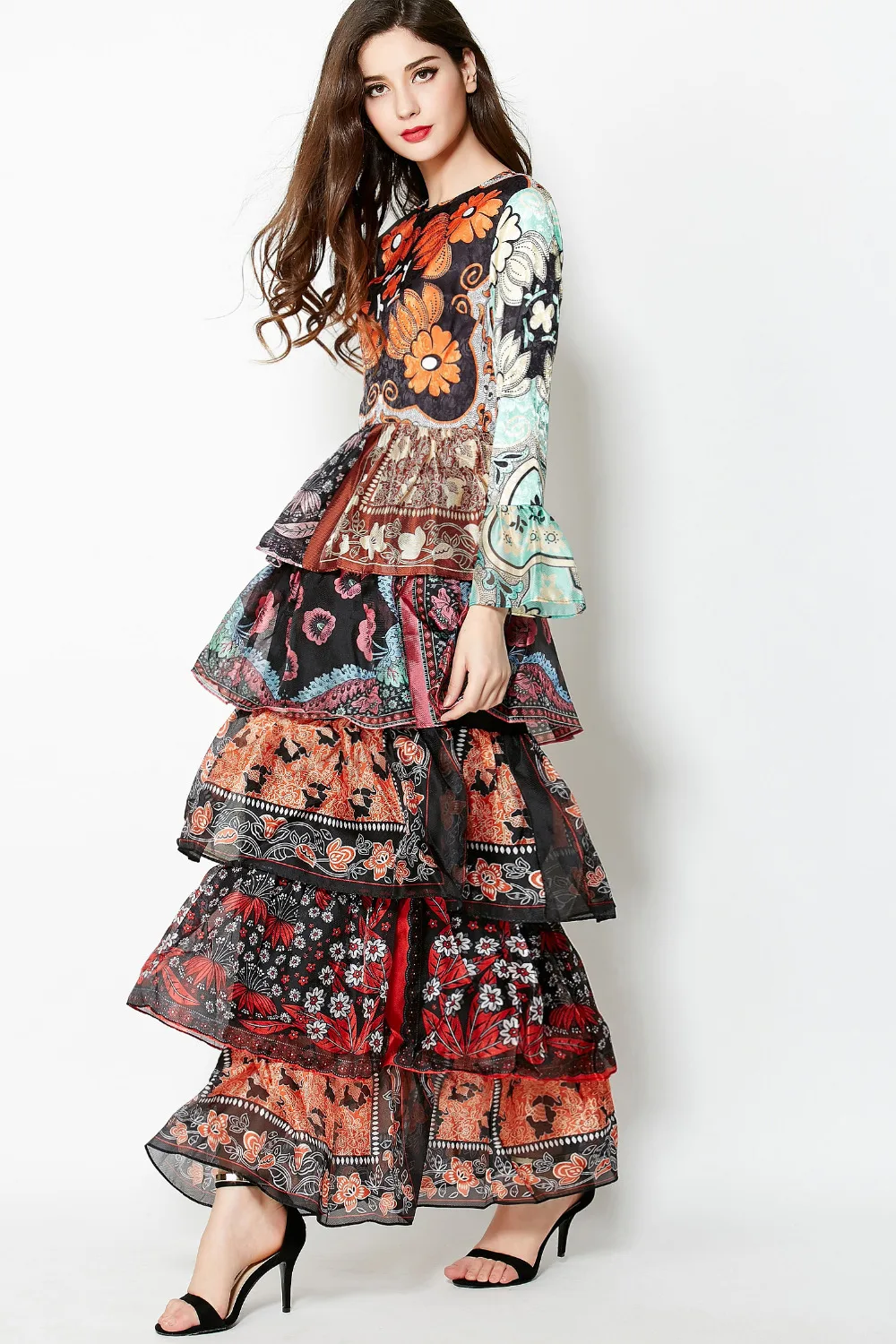 Женское Повседневное платье с принтом элегантное облегающее богемное длинными