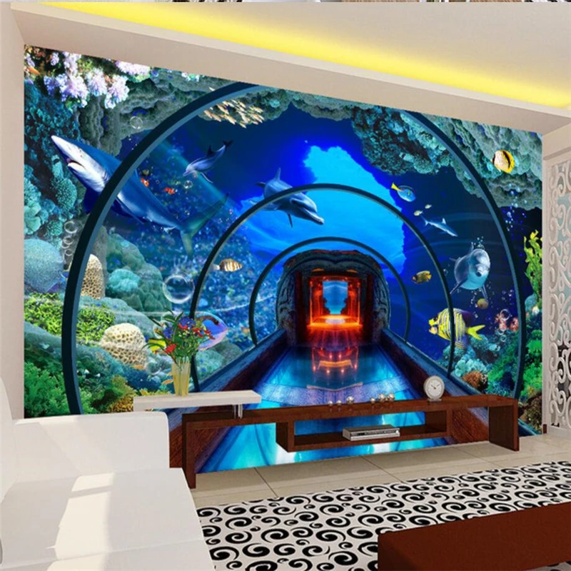 3d обои beibehang под водой аквариум 3D стерео фрески фон для телевизора украшение стен