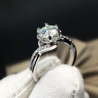 solid 18k white gold au750 1ct df moissanite 6 prong ring solarite lab diamond engagement ring classic lady jewelry
