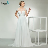 dressv elegant ivory scoop neck cap sleeves beading pleats a line wedding dress floor length simple bridal gowns wedding dresses