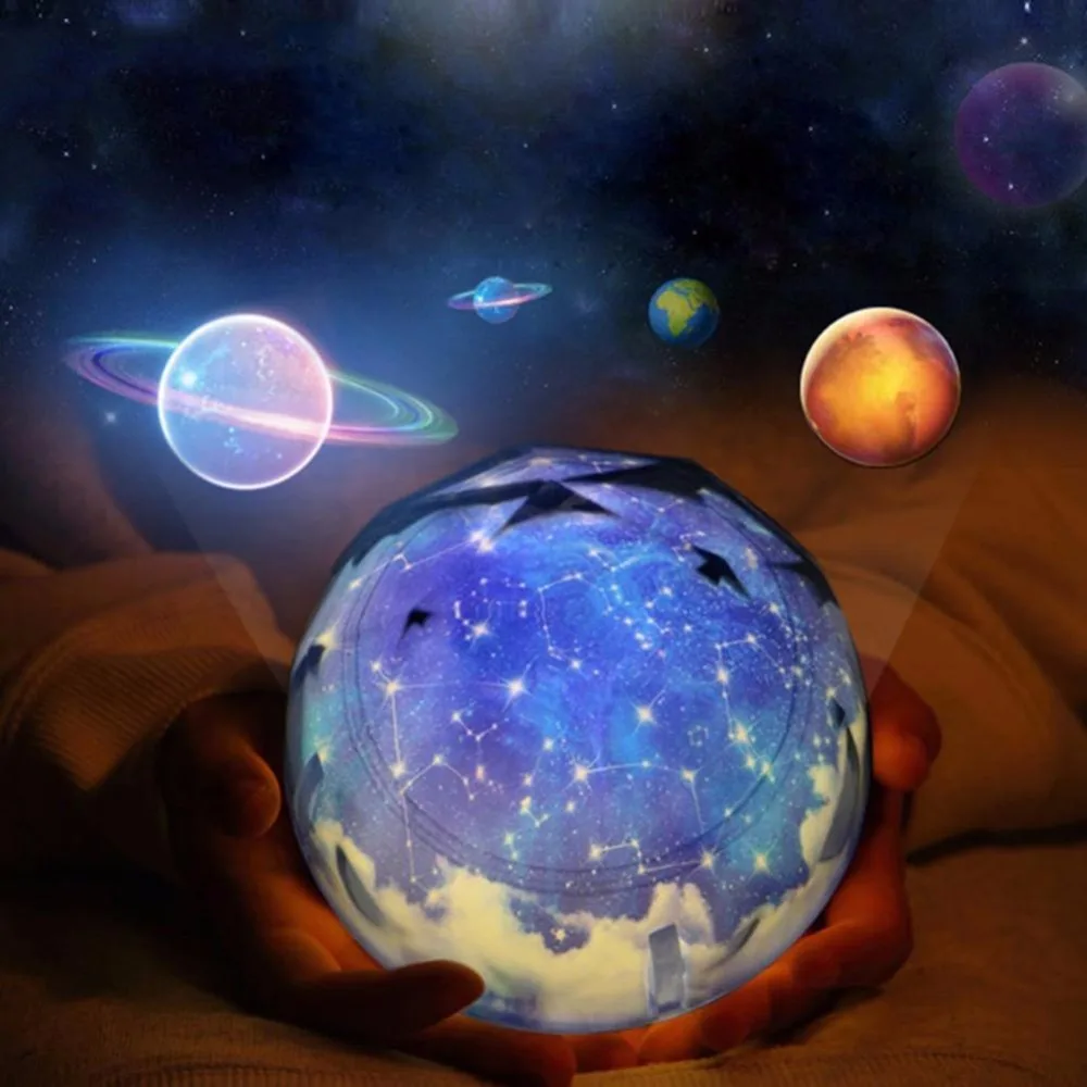 Светодиодный вращающийся проектор Earth Starry Sky ночник с питанием от батареек USB AA