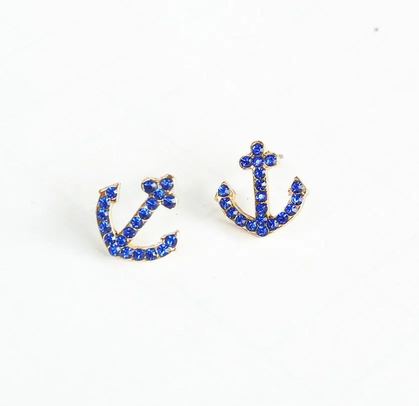 Мода Сладкая Симпатичные blue Anchor серьги женщины цвет серьга стад Ювелирные