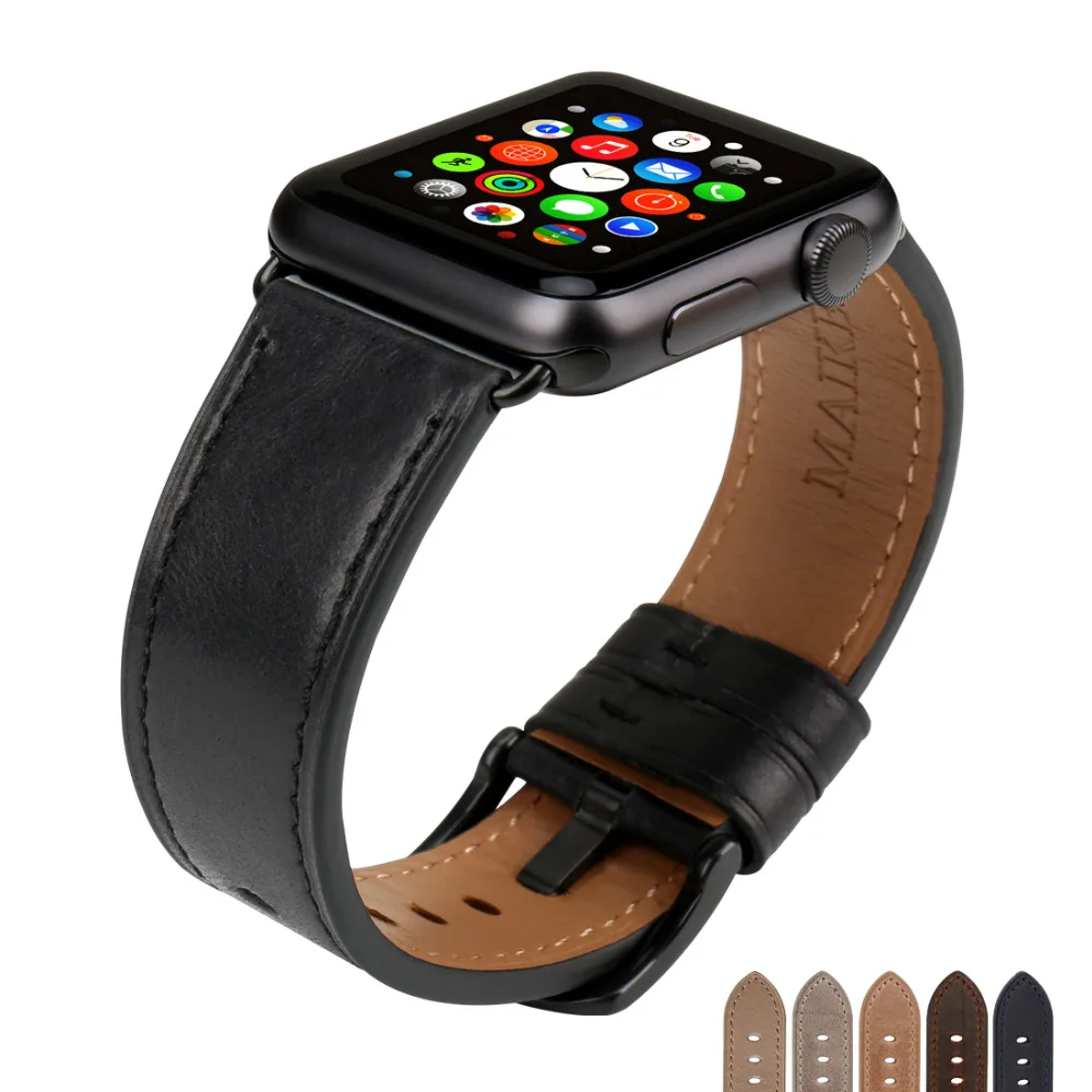 

MAIKES Watch Accessories Genuine Leather For Apple Watch Bands 42mm 38mm & Apple Watch Strap 44mm 40mm Series 4 3 2 1 Bracelets