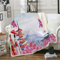landscape velvet plush throw blanket galaxy printed sherpa blanket for couch landscape bedding throw for dropship