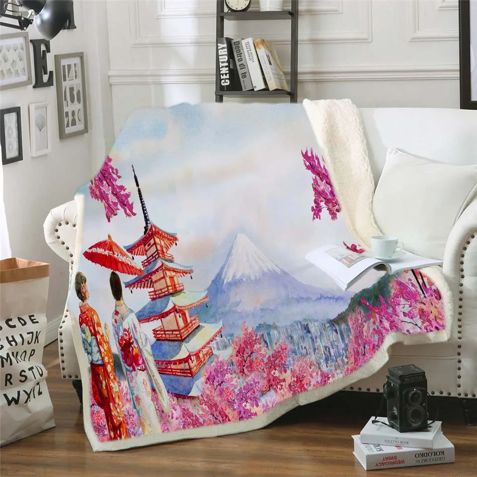 Landscape Velvet Plush Throw Blanket Galaxy Printed Sherpa for Couch Bedding Dropship | Дом и сад