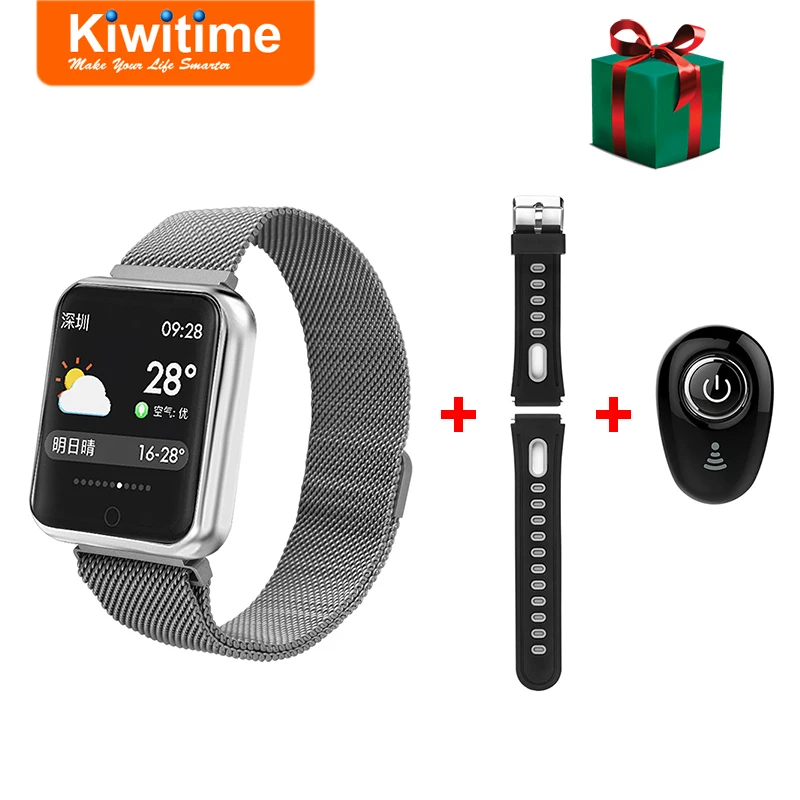 Смарт-часы KIWITIME P68, водонепроницаемые, IP68, фитнес-браслеты, кровяное давление, монитор сердечного ритма, женские Смарт-часы для iPhone, Android - Цвет: Серебристый