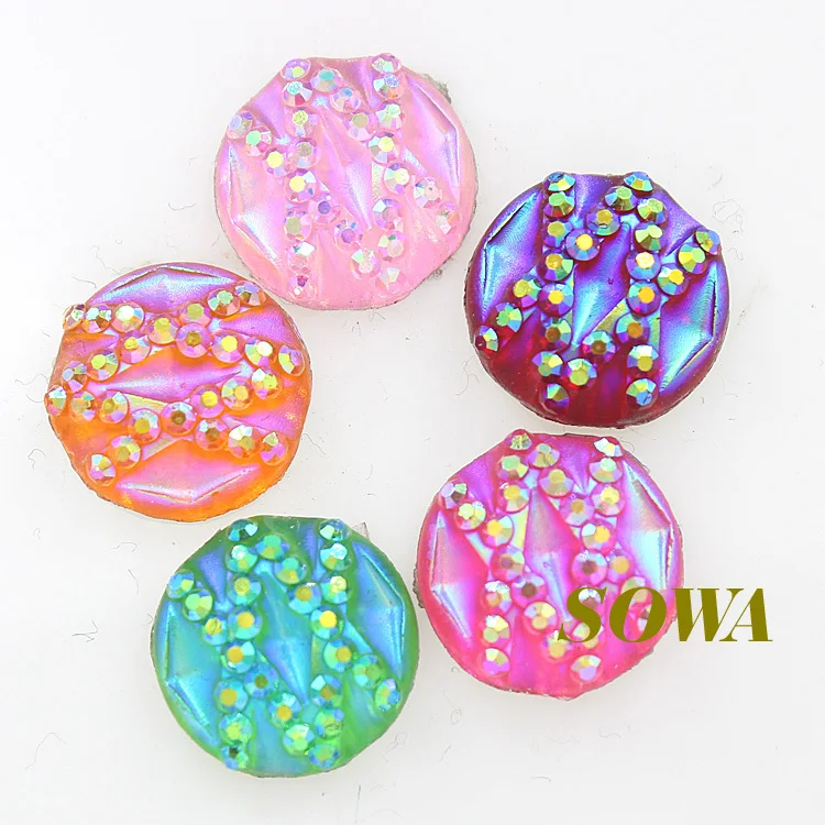 Разноцветные круглые стразы для скрапбукинга для телефона/свадьбы, 24 шт./лот, 12 мм, бесплатная доставка