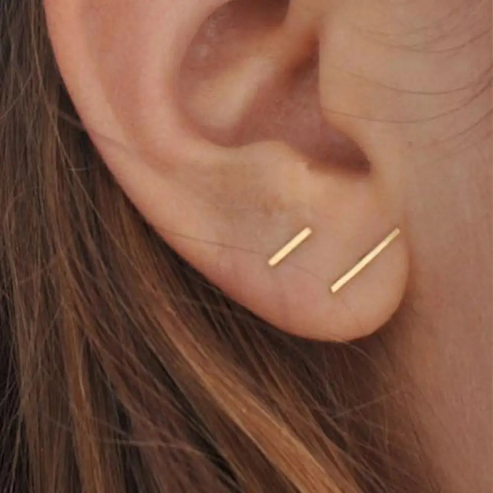 Fashion Simple Style Small Straight Stick Earrings Fresh Line Pure Silver Plated Long Slender Ear Nail Earring For women | Украшения и