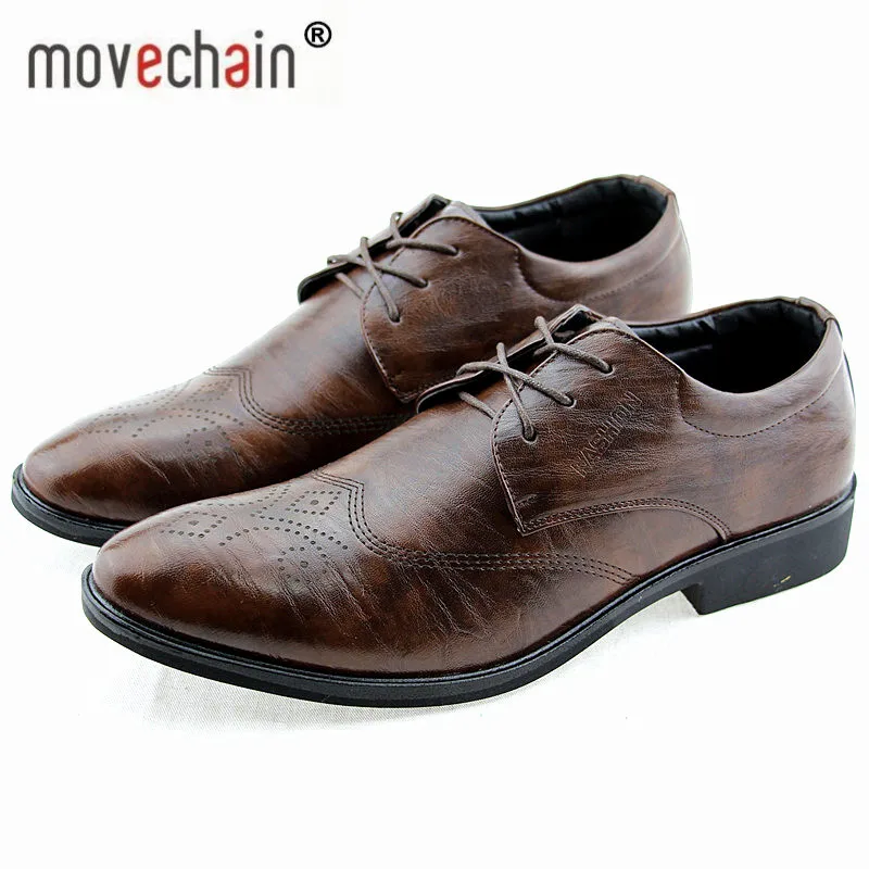 Movechain/Новые Классические мужские модные свадебные туфли на плоской подошве