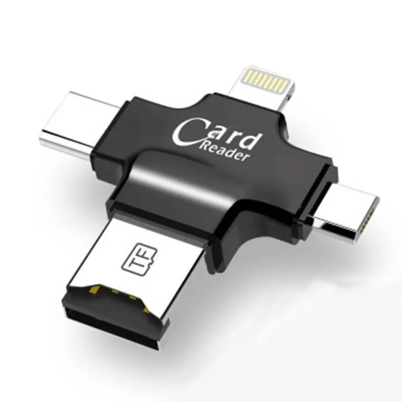 Считыватель карт памяти 4 в 1 Type c/Micro USB/USB 2 0 Micro SD для Android Ipad/iphone 7plus 6s5s OTG