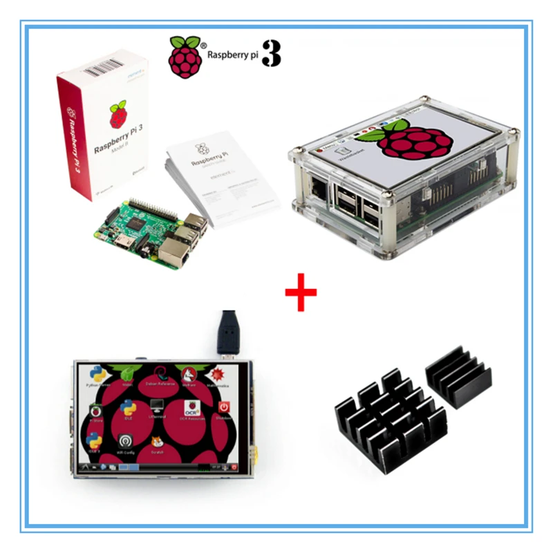 Raspberry Pi 3 Модель B доска + 3.5 дюймов TFT ЖК дисплей Сенсорный экран акриловый чехол