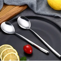 304 stainless steel spoons long handle korean soup spoons dinner spoon rice salad scoop coffee mixing dessert teaspoon cutlery