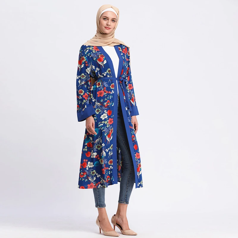 Buytiz синий ремень с принтом ОАЭ повседневное Сетчатое мусульманское платье abaya