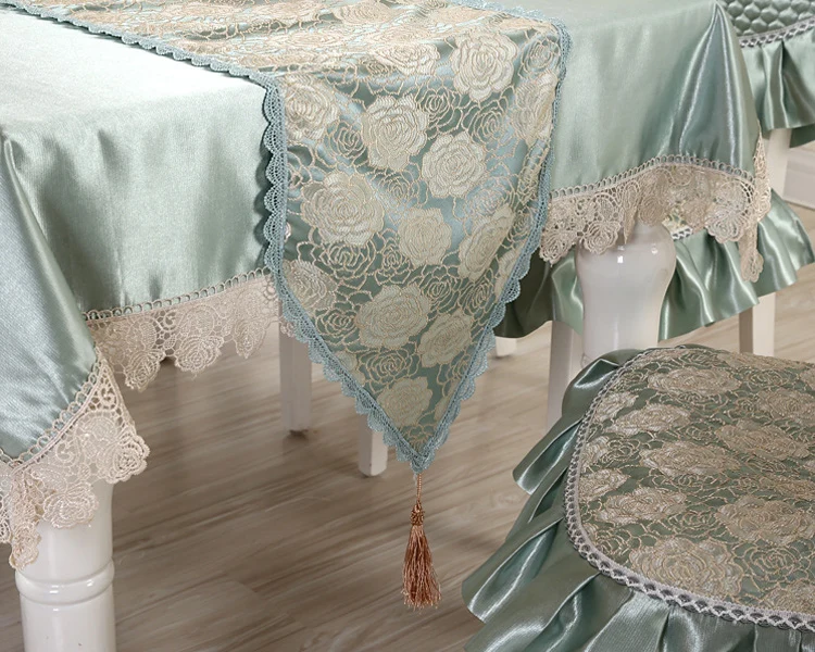 

9pcs/set Embroidered Floral Table Cloth with Chair Covers Wedding Decor Tablecloth Rectangular Dining Table Covers Table Cloths