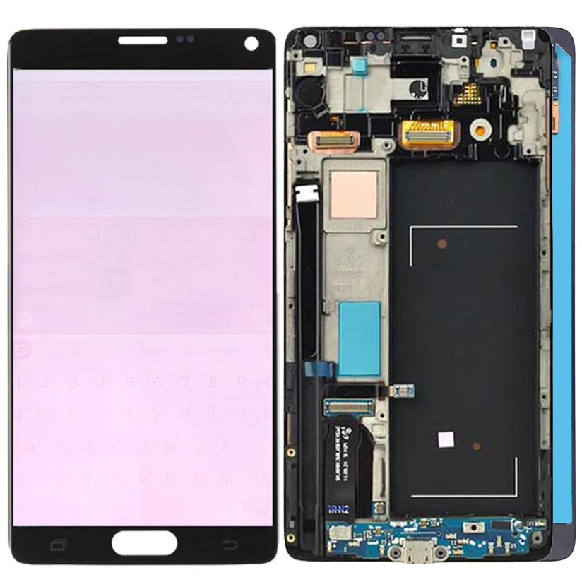 Original AMOLED LCD For Samsung Galaxy Note 4 N910F Touch Screen Display Frame Assembly N910C Red Burn Shadows | Мобильные телефоны
