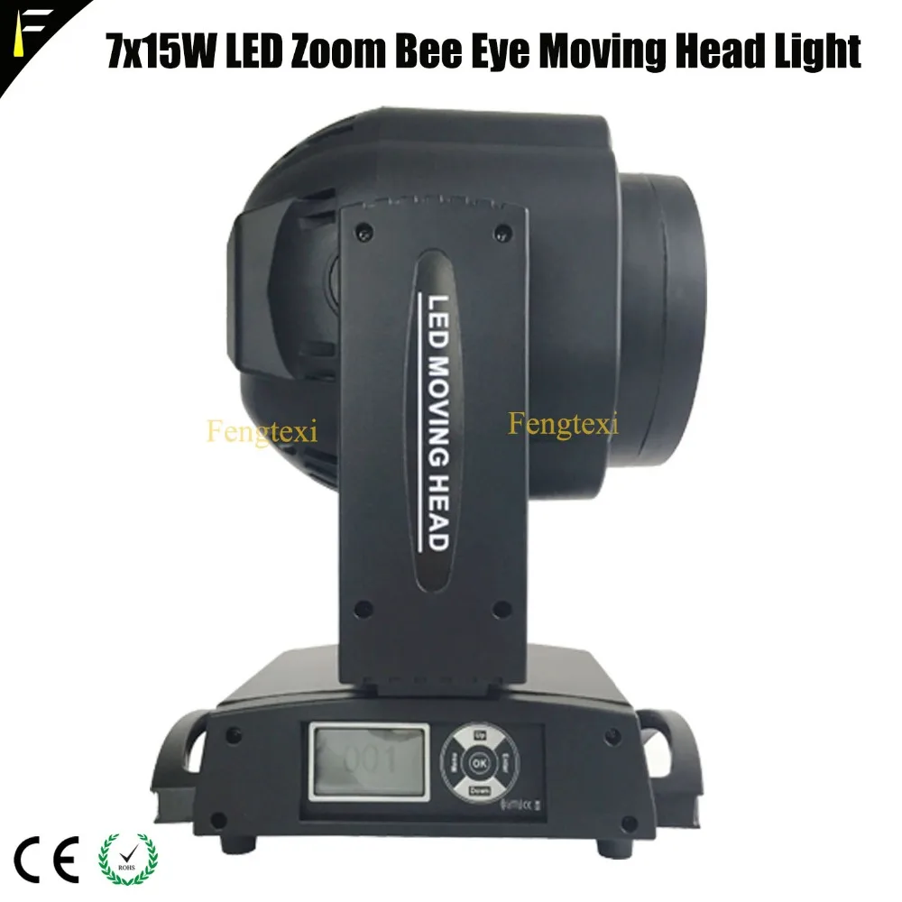 Led Zoom Bee Eye Moving Head Light 7x15 Вт RGBW 4в1 специальный сценический свет 4 60 градусов DMX512 Disco
