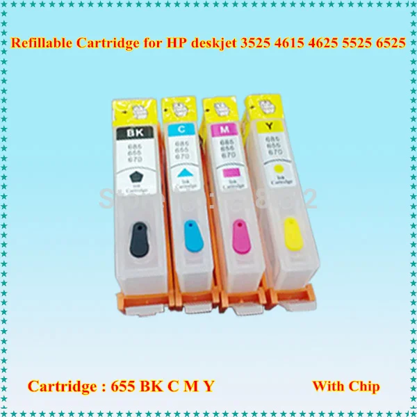 Многоразового картридж для hp 655 CMYK заправка с чипом deskjet 3525 4615 4625 5525 6525