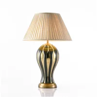Country Retro Ceramic Table Lamps For Living Room Bedroom Golden and Blue Body Bedroom Bedside Lamp 110v 220v EU Plug