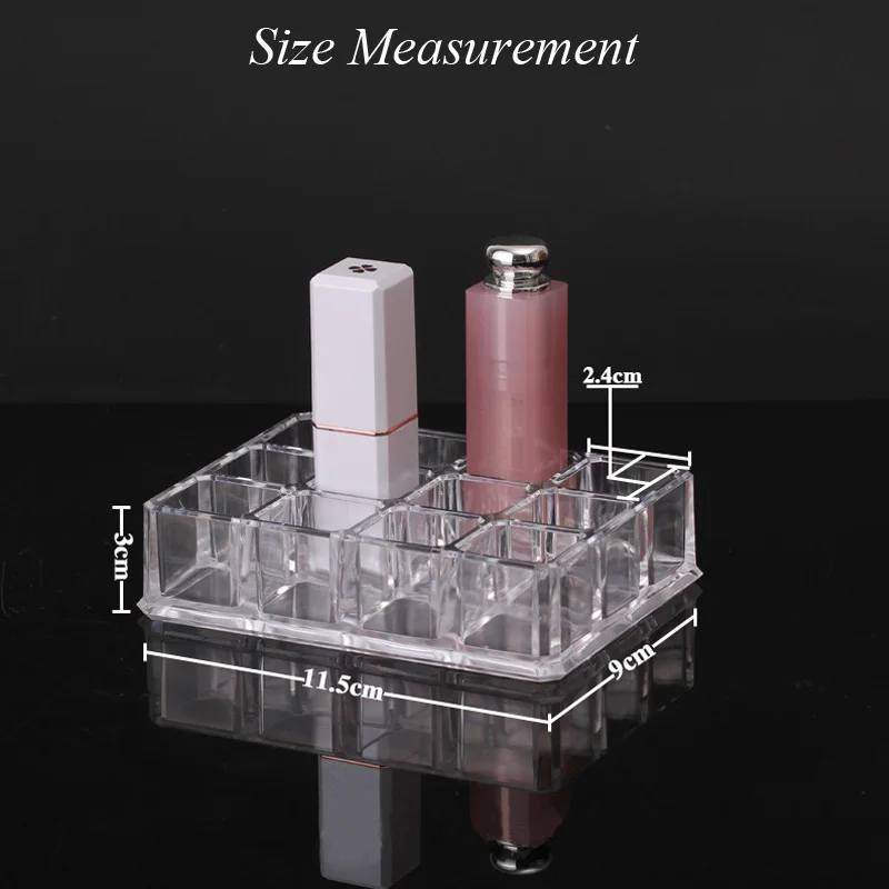 Clear Acrylic 12/18 grids Lipstick Box Plastic Covered Nail Polish Rack Cosmetic Holder Dustproof | Дом и сад