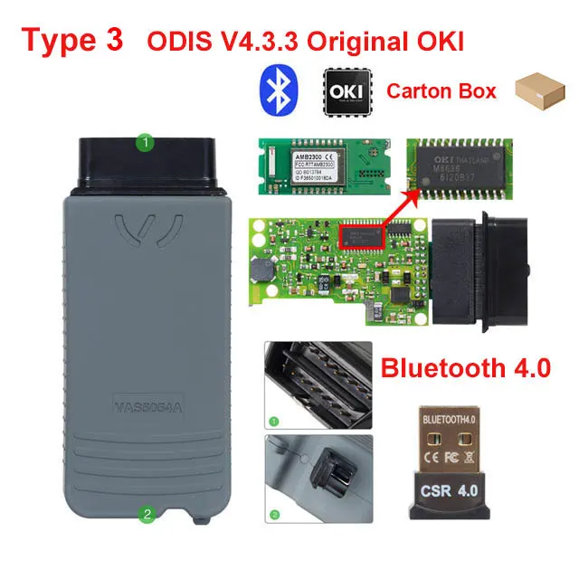 Original OKI carton 5054A ODIS 4.3.3 клавиатура с оригинальным OKI полный чип Bluetooth Автомобильный сканер для считывания кода 5054 A OBD2 диагностический инструмент - Цвет: Original OKI carton