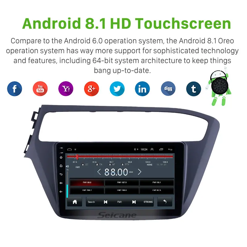 Автомагнитола Seicane 2DIN Android 8 1 9 дюймов для Hyundai i20 2018 2019 с левым рулем стерео GPS