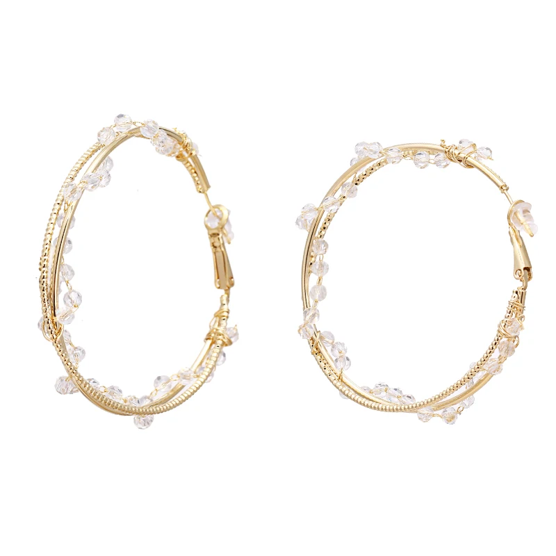 YMYW Exquisite Romantic Crystal Handmade Hoop Earrings Copper Statement Luxury 16 K Metal for Women Bride Jewelry 2019 | Украшения и