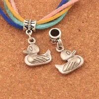 cute ducks swimming big hole beads 16x29mm 12pcs zinc alloy dangle fit european bracelets jewelry diy b097