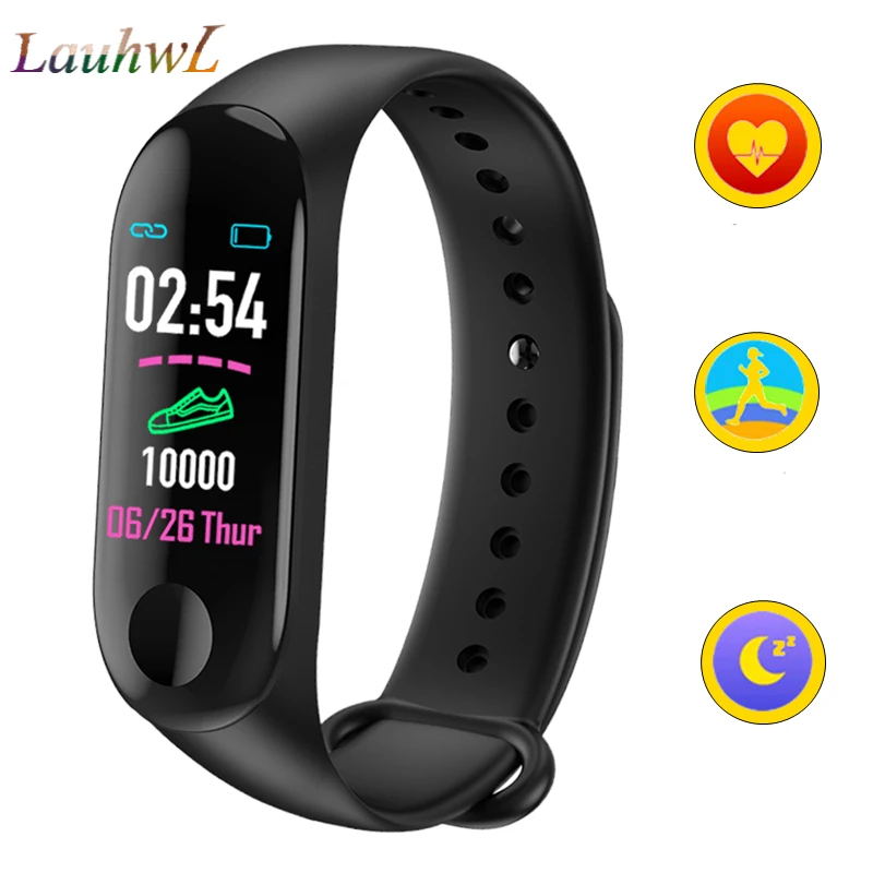 Cheap Color Screen Smart Wristband Bracelet Band M3 Touch Battery 90mAh Pulse Heart Rate Step For Android IOS | Электроника