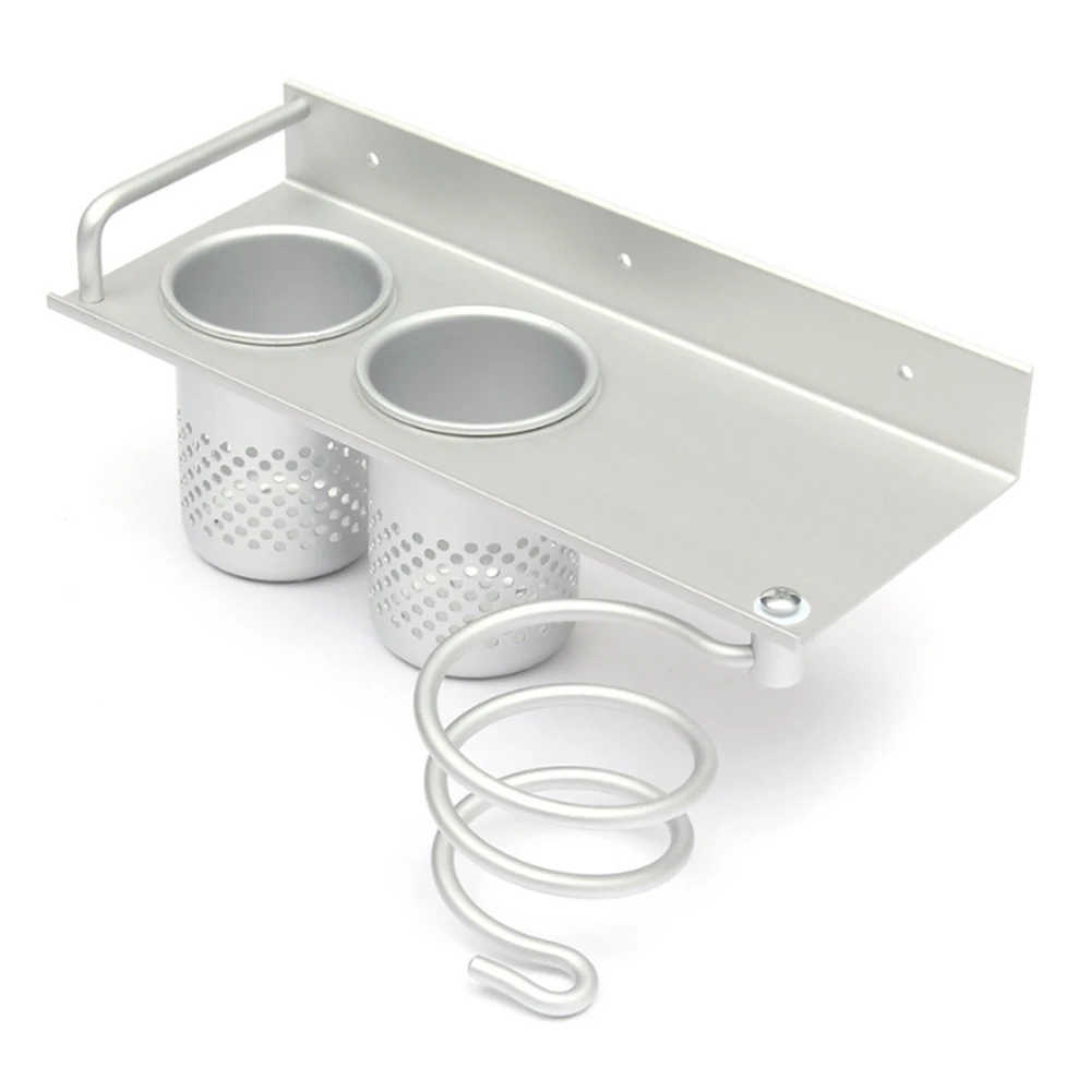 Space Aluminum Bathroom Shelf Set Wall Mount Hair Dryer Racks Stand with 2 Cups Storage Organizer | Обустройство дома