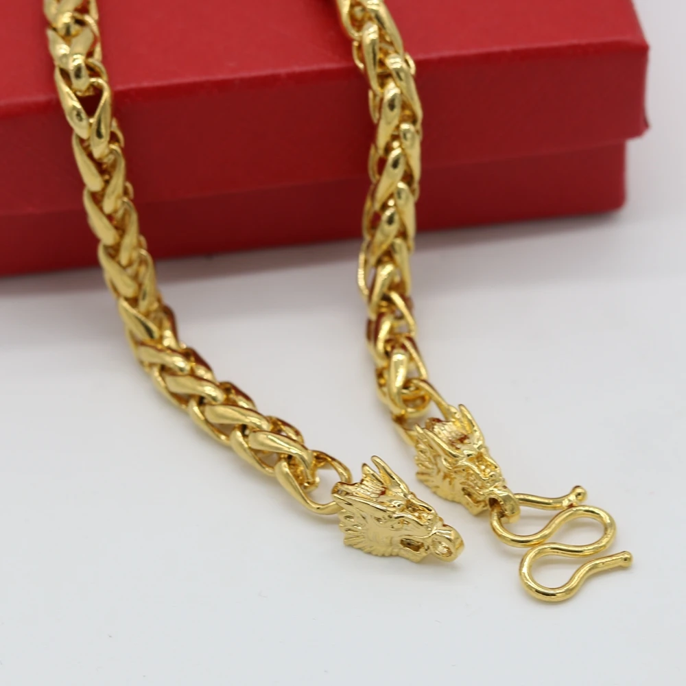Dragon Design Byzantine Chain Yellow Gold Filled Vintage Style Mens Necklace Solid Jewelry 60cm Long | Украшения и аксессуары