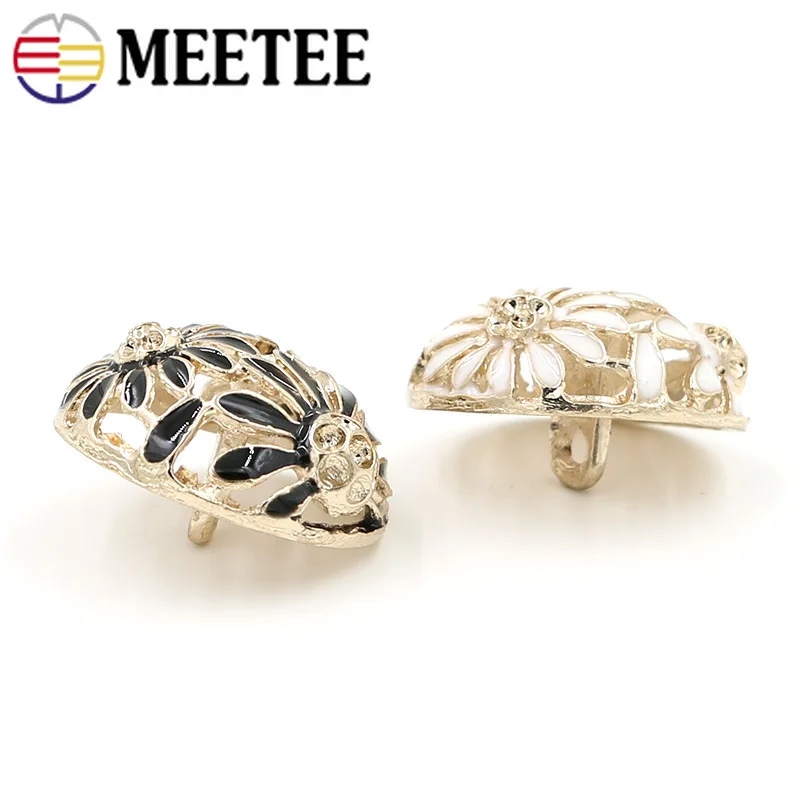 Meetee 10 шт 20/25 мм полый цветок металлические пуговицы куртка diy костюм модная