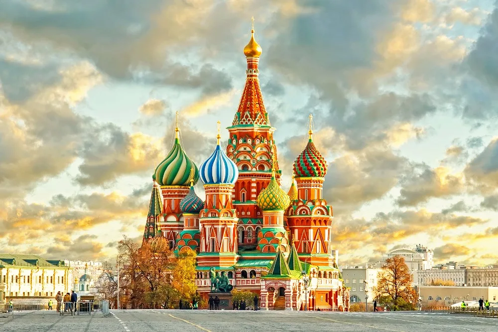 Шелковый тканевый постер с изображением российского храма базилика города