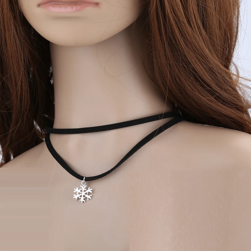 Двухслойное ожерелье чокер с подвеской в виде снежинки|collar choker|choker necklacecollar choker