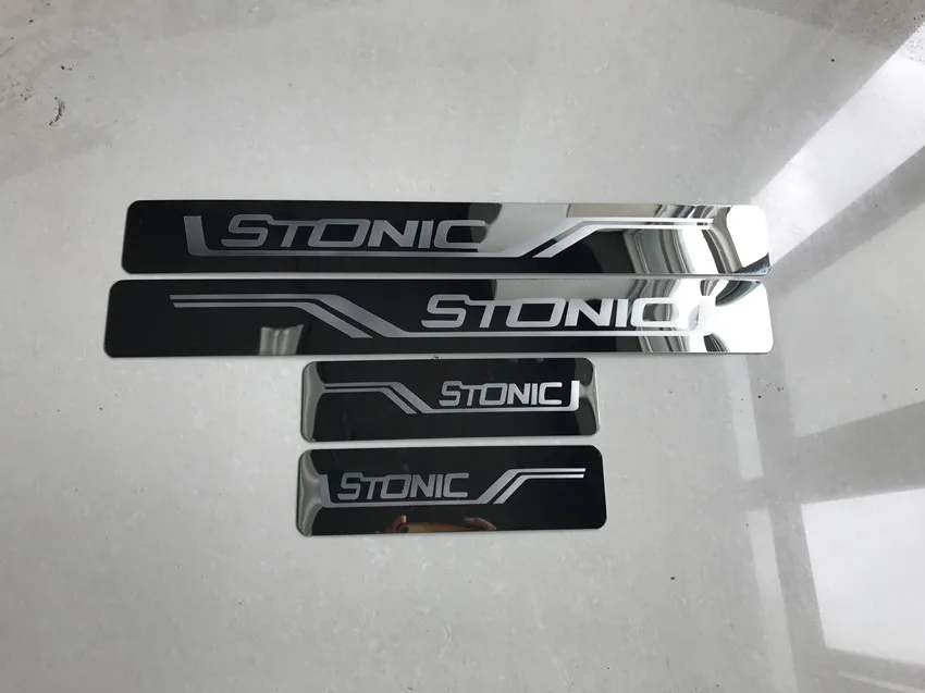 4 шт./лот наклейки для автомобиля KIA STONIC ультра-тонкий из нержавеющей стали дверной Подоконник Накладка на порог двери Крышка