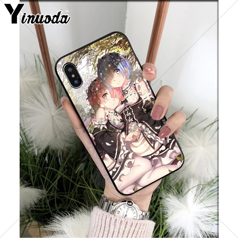 Yinuoda японский аниме RE ZERO Remu силиконовый мягкий ТПУ Черный чехол для телефона iPhone 8