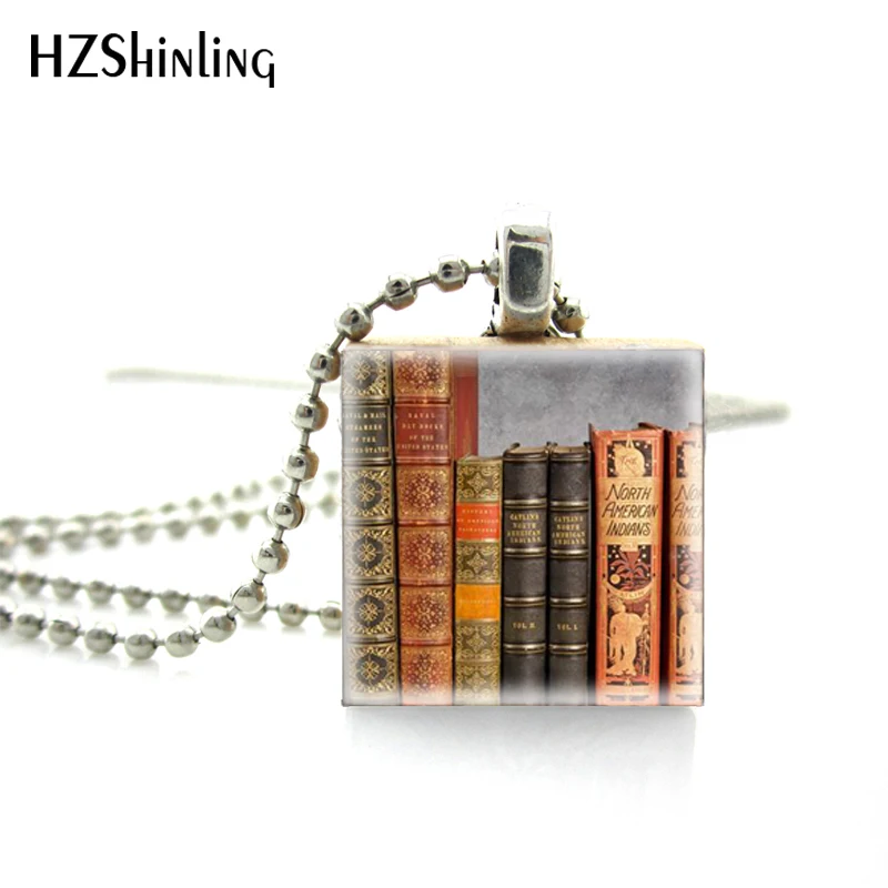 2018 модные Мудрого знания старинные книги стеклянная фото царапают колье с