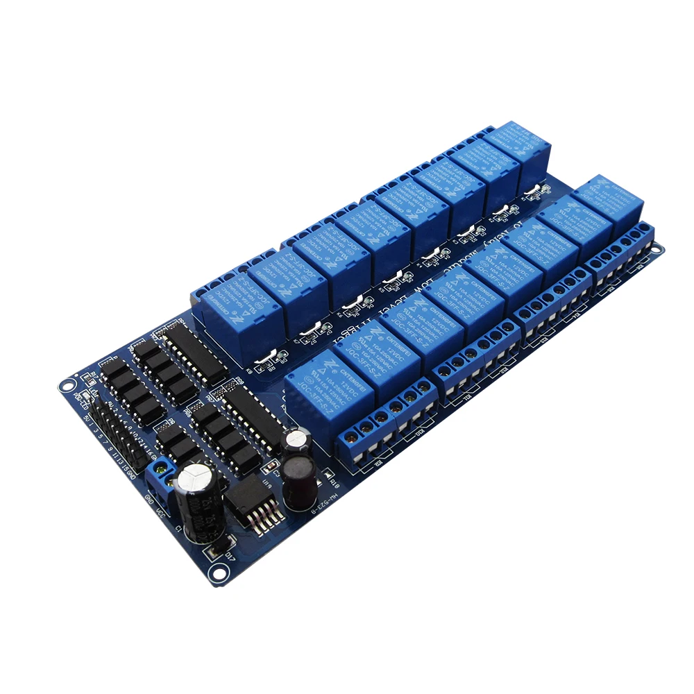 Новый 12-В 16-канальный релейный модуль для DSP AVR PIC ARM UNO MEGA 2560 R3 ATMEGA 1280 (синий)