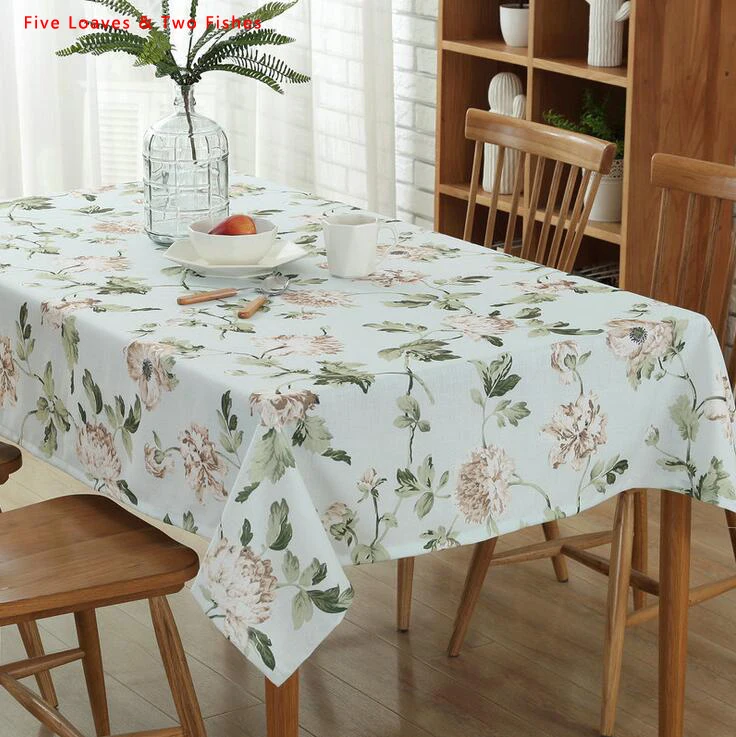 Free Shipping Peony flowers Square Tablecloths Cotton Linen Tablecloth Rectangular Table Cloth Solid cover Manteles | Дом и сад