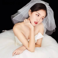 janevini stylish ivory net wedding veils bride to be veil with metal comb 4 layers short tulle bridal grid voile mariee court