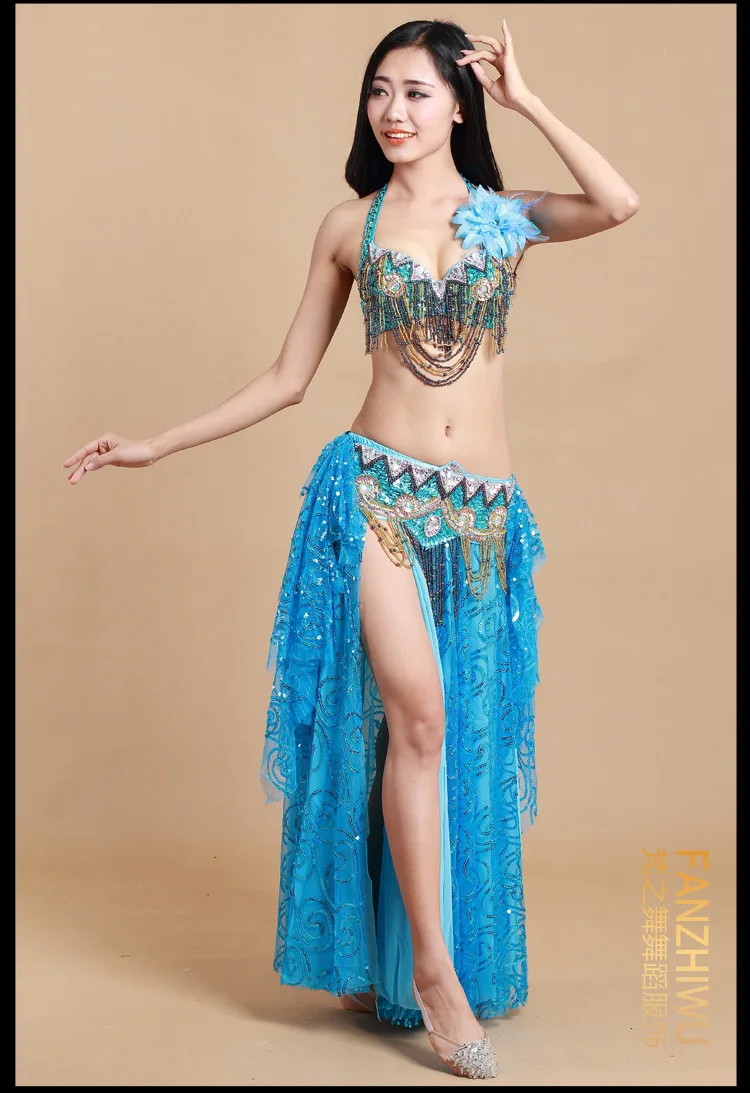 Bellydance oriental Belly Indian gypsy dance dancing costume costumes clothes bra belt chain scarf ring skirt dress set suit 292 |