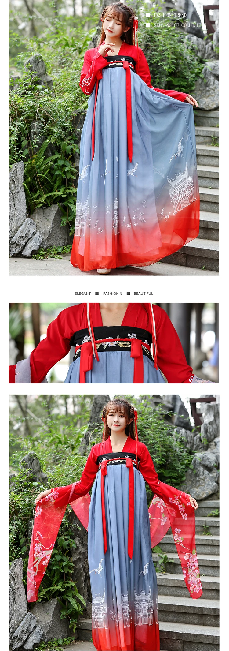 Hanfu Женская Китайская вышивка танцевальные костюмы сказочные платья принцессы фолклорике платье традиционная Династия Тан одежда DN3601
