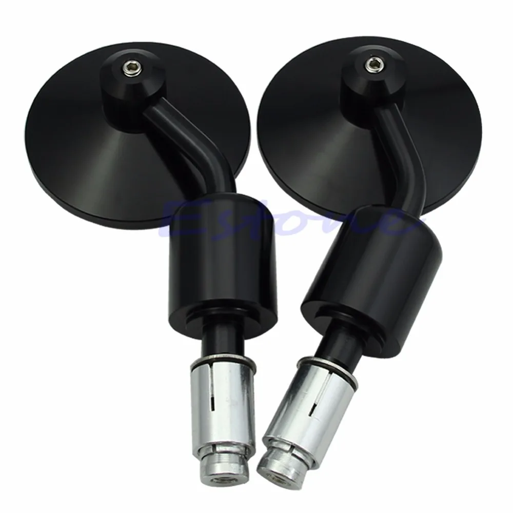 

Rearview 3" Handle Bar End 7/8" Side Mirrors Round Black Motorcycle CNC Aluminum