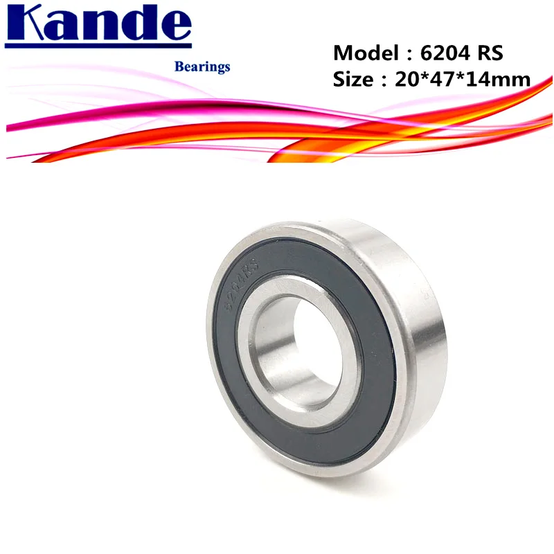 Kande 6204RS 2 шт. Однорядный шариковый подшипник с глубоким желобом размер 20*47x14 мм