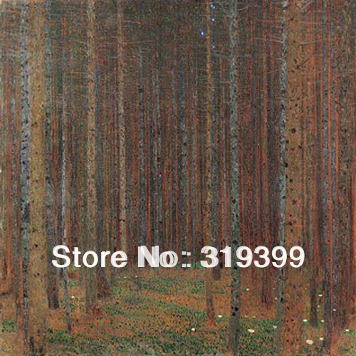 Картина маслом на льняном холсте Fir Forest I от Густава Климта Бесплатная быстрая