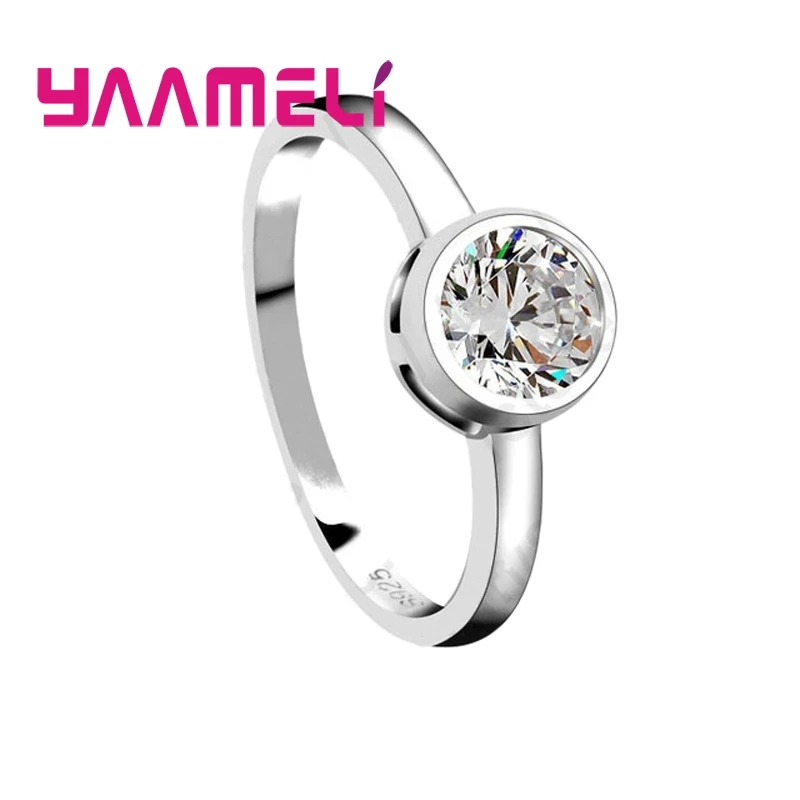 Женское кольцо из серебра 925 пробы с круглым кристаллом|925 sterling silver ring|sterling ringsfashion
